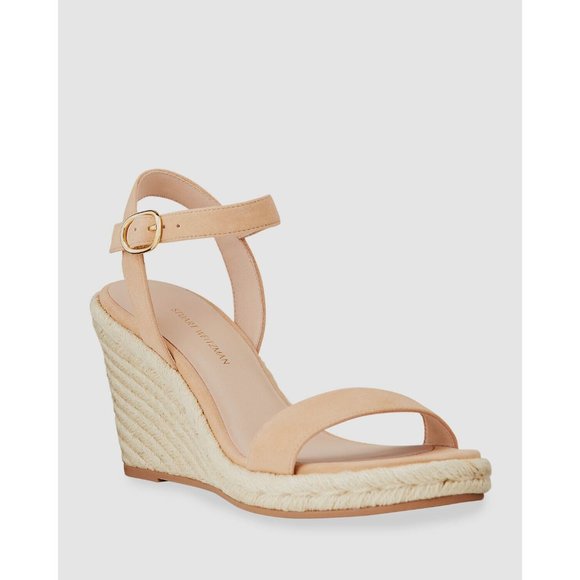 🆕 STUART WEITZMAN Espadrille Wedge Sandal Shoes Tan Beige 9